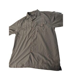 Veezo Authentic Wear Mens Large Charcoal Gray Short Sleeve Button Shirt Utility